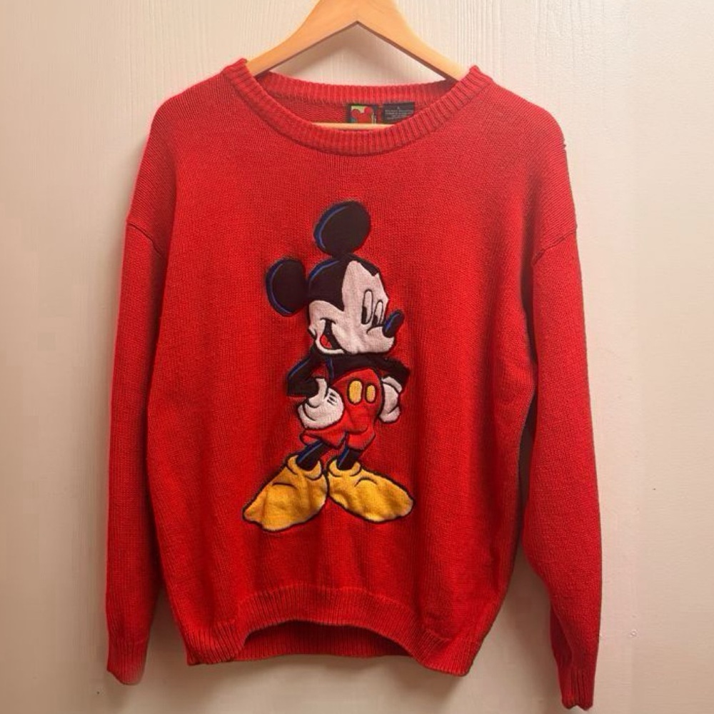 Vintage 90s Mickey Unlimited Jerry Leigh Mickey Mouse Knit Sweater Large Disney